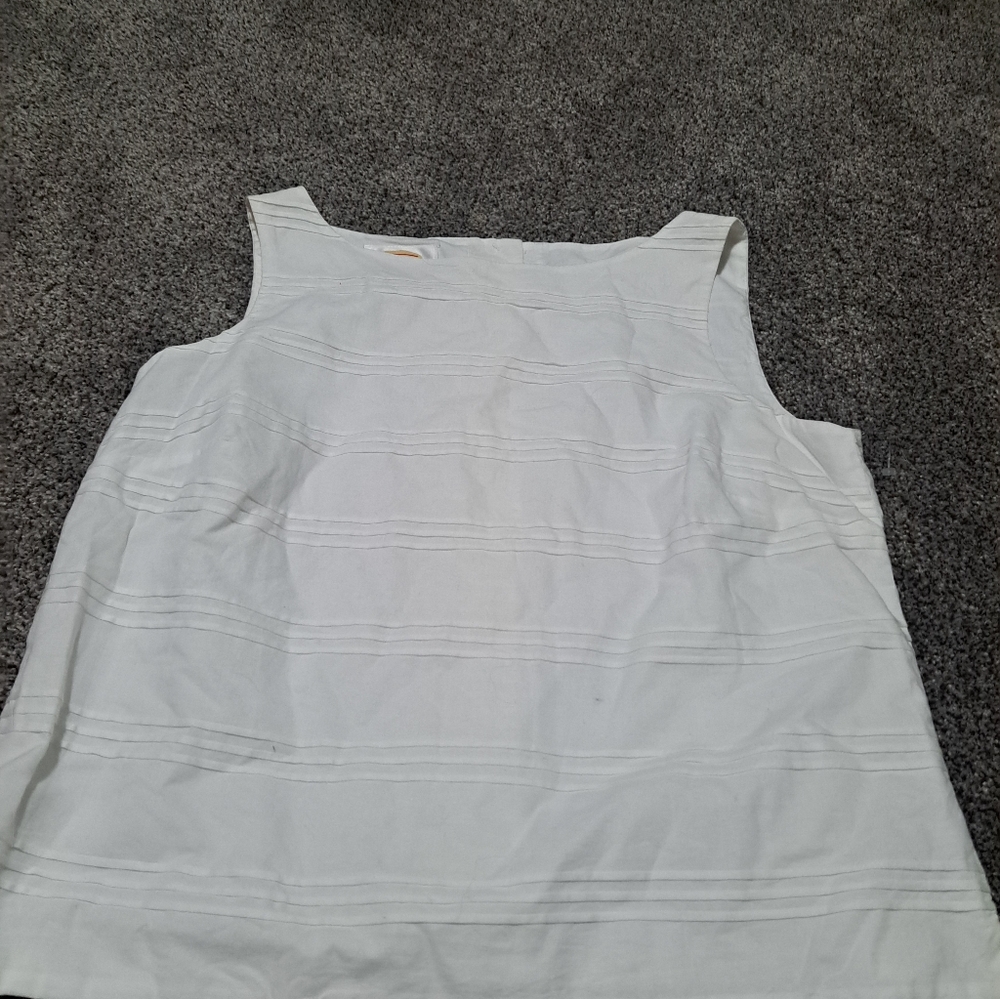 Talbots White Textured Tank Top